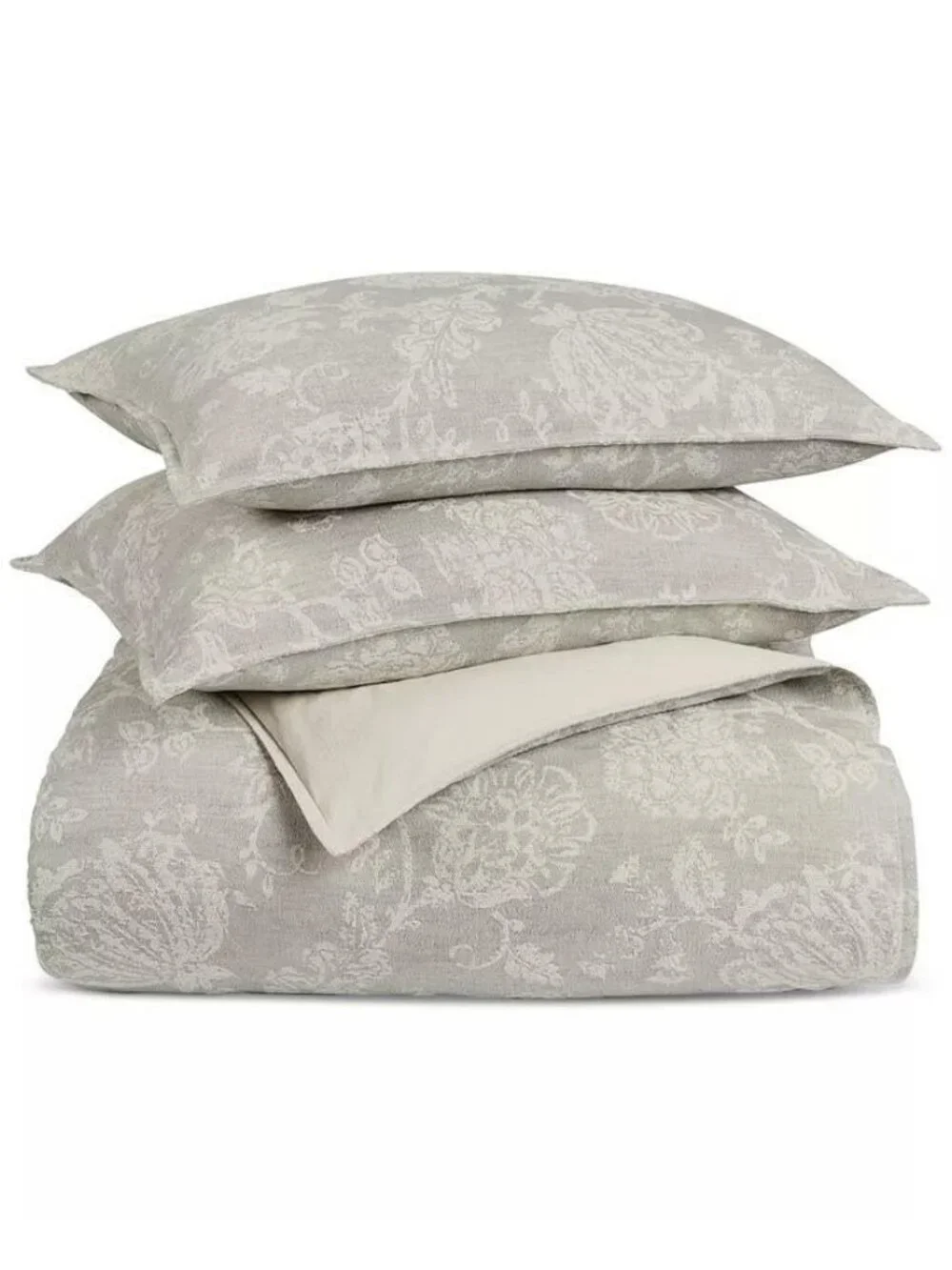 Charter Club Jacobean Chenille Duvet Set Full Queen Beige 3 Piece $350